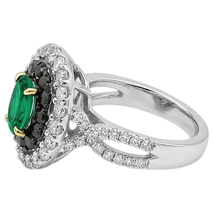 Émeraude Fine Bague avec Gemme 2 carats 14K – vue arrière