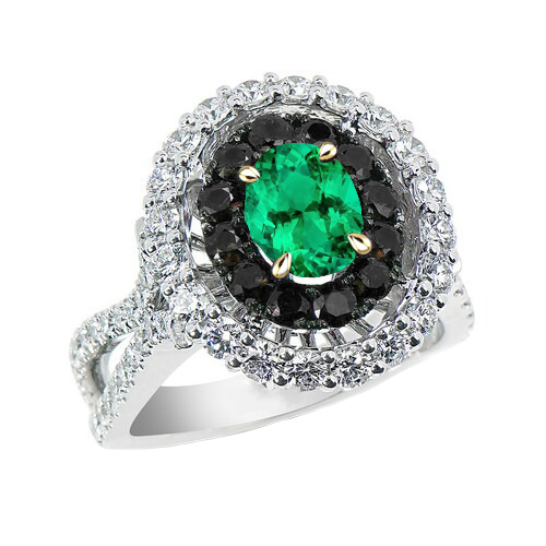 Émeraude Fine Taille Ovale Bague avec Gemme en 14K – vue principale