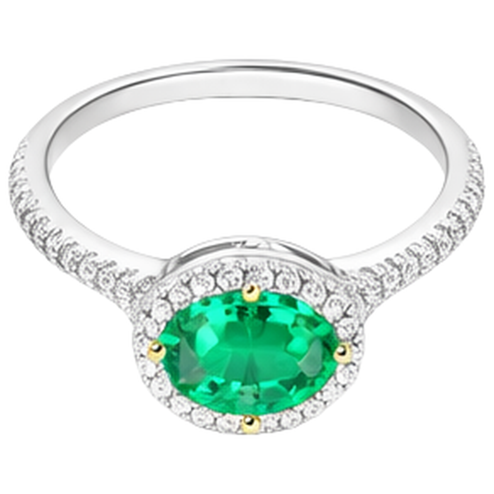 Émeraude Bague Pierre de Couleur 2-carats Or Bicolore 14 Carats – vue de dessus
