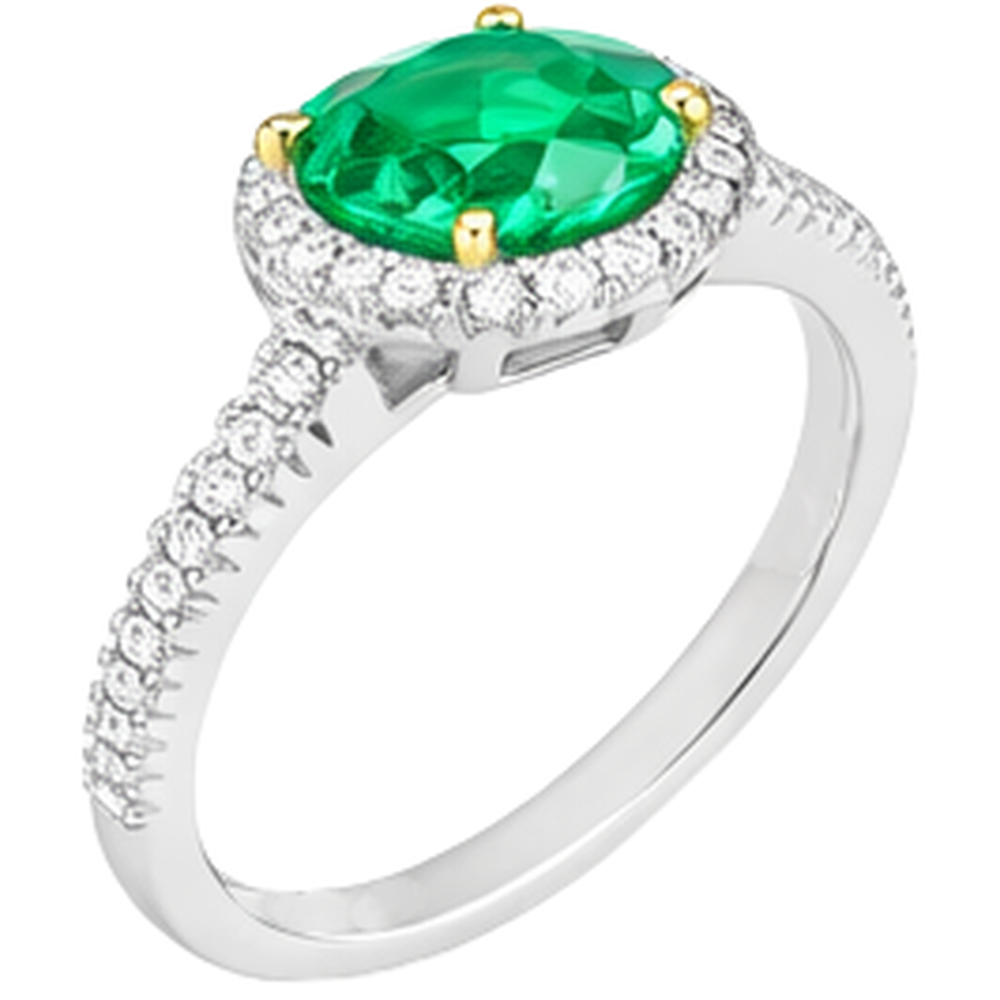 Émeraude Bague Pierre de Couleur 2 carats Or Bicolore 14 Carats – vue de face