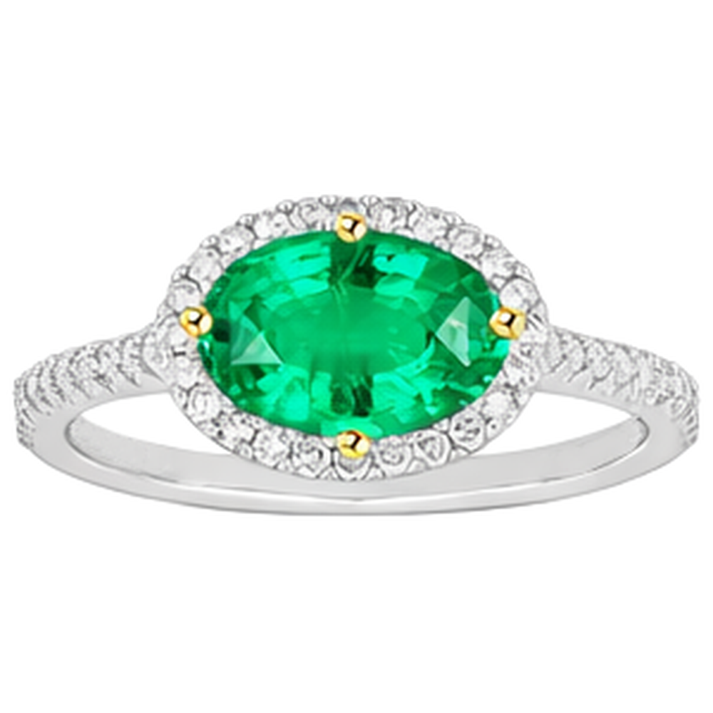 Émeraude Bague Pierre de Couleur 2-carats Or Bicolore 14 Carats – vue de côté