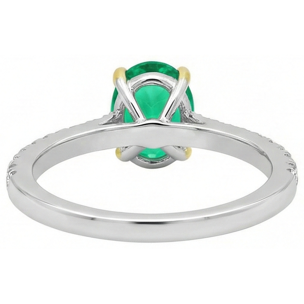 Fin Émeraude Bague Pierre de Couleur 2 carats – vue de profil