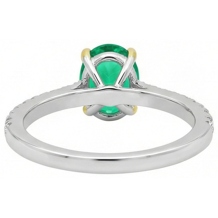 Fin Émeraude Bague Pierre de Couleur 2 carats – vue de profil