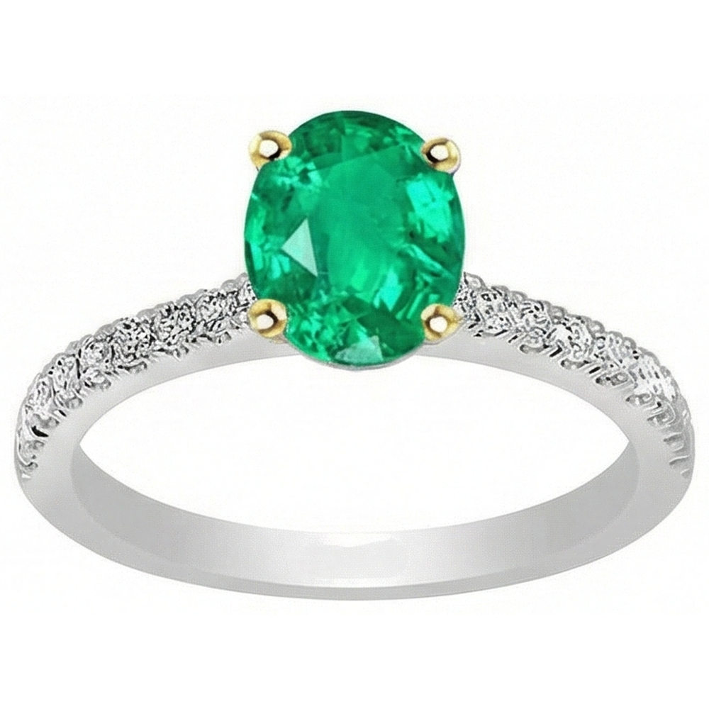 Émeraude Bague Pierre de Couleur – vue de face