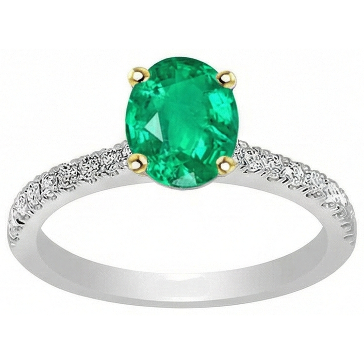 Émeraude Bague Pierre de Couleur – vue de face