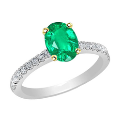 Fin Bague Pierre de Couleur avec Émeraude Certifié GIA – 2 carats