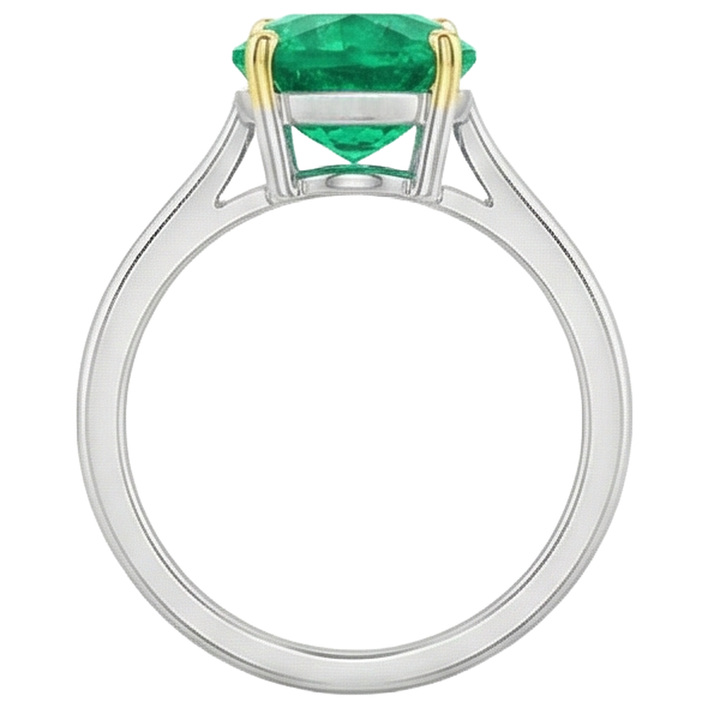 Taille Poire Émeraude Colombienne bague en Or 14K Bicolore – vue de dessus
