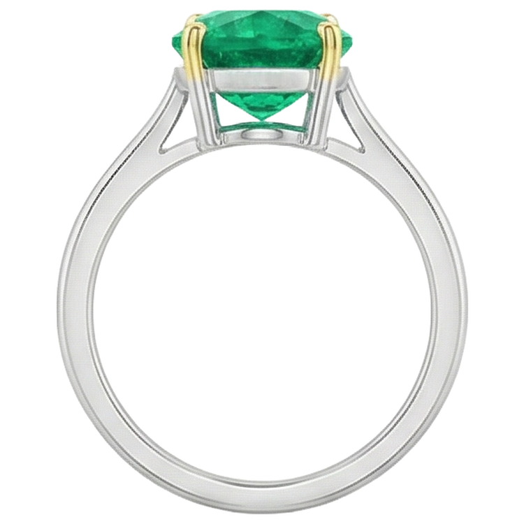 Taille Poire Émeraude Colombienne bague en Or 14K Bicolore – vue de dessus
