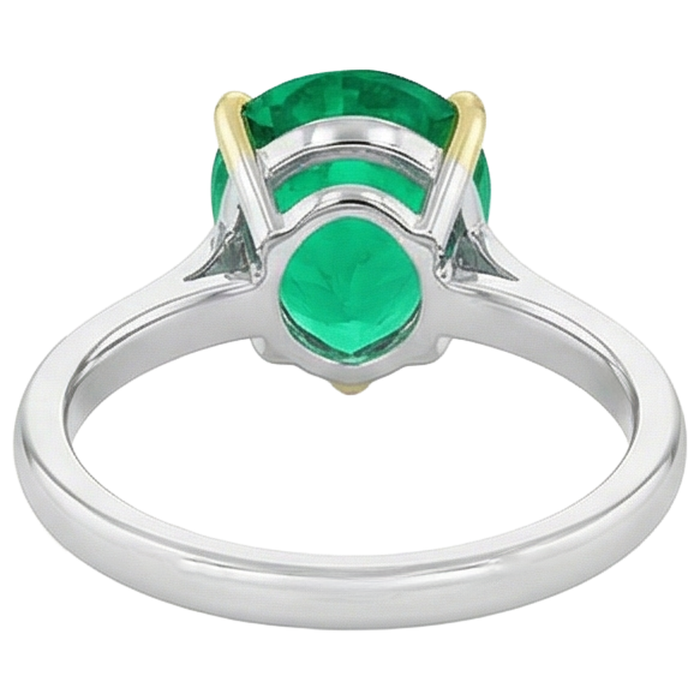 Émeraude Colombienne Bague avec Gemme 3-carats Or 14K Bicolore – vue arrière