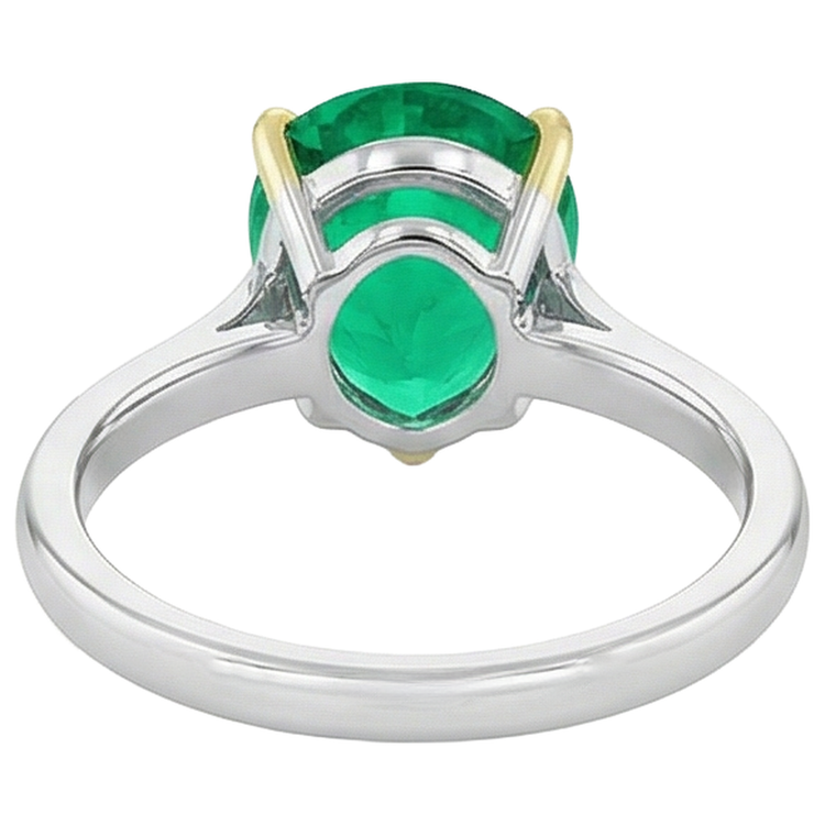 Émeraude Colombienne Bague avec Gemme 3-carats Or 14K Bicolore – vue arrière