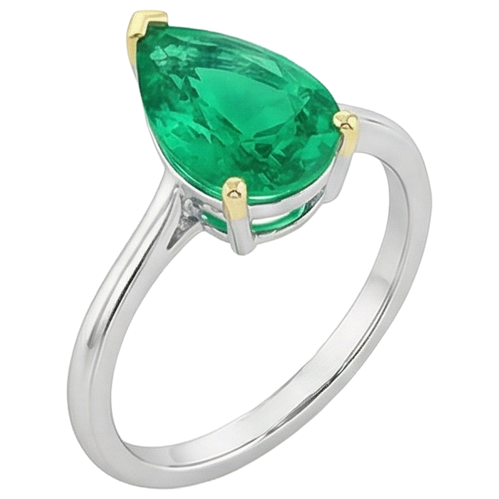 Émeraude Colombienne Bague avec Gemme – vue de côté