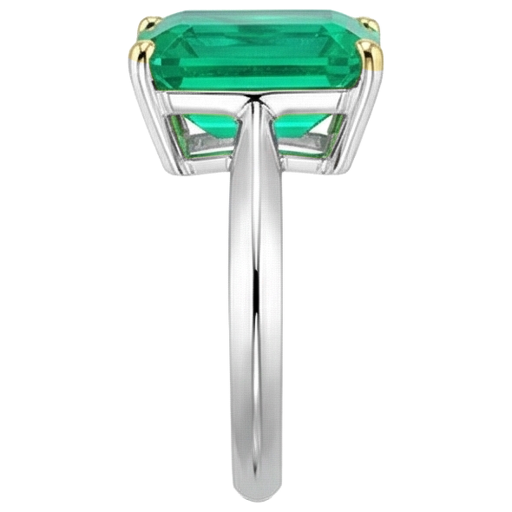 Bague Pierre de Couleur Or 14K Bicolore avec Émeraude – vue de profil