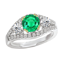 Raffiné Émeraude Colombienne Bague avec Gemme 2,50 carats – Or