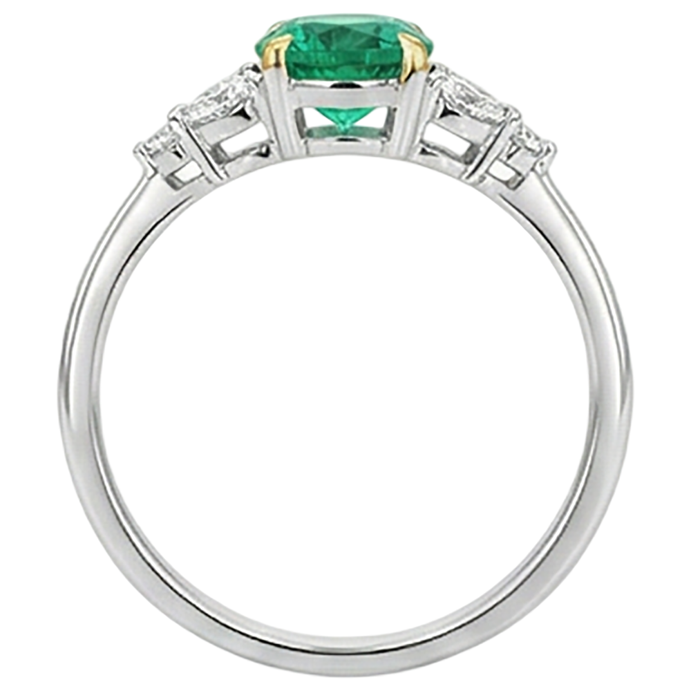Taille Ronde Émeraude Fine bague en Or 14K Bicolore – vue de profil