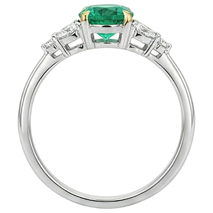 Taille Ronde Émeraude Fine bague en Or 14K Bicolore – vue de profil