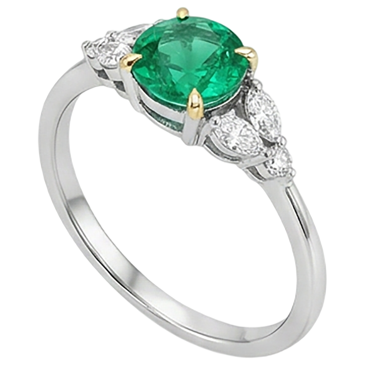 Haut de gamme Émeraude Fine Bague Pierre de Couleur 2 carats – vue de côté