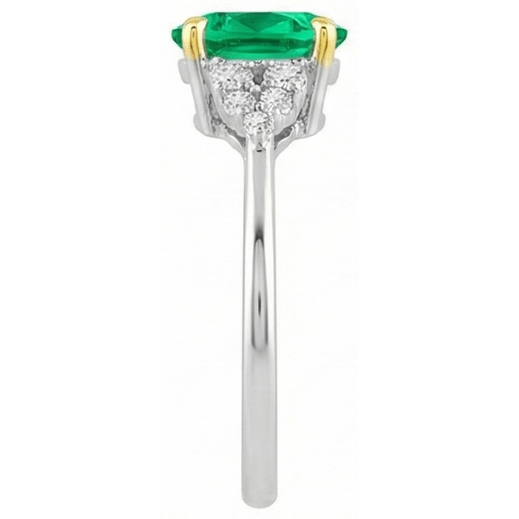 Émeraude Bague avec Gemme – vue de profil