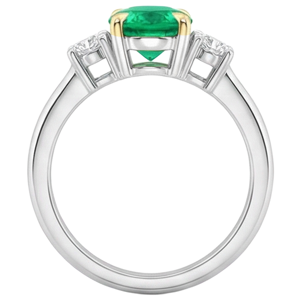 Fait à la main Émeraude Colombienne Bague avec Gemme 2 carats – vue arrière