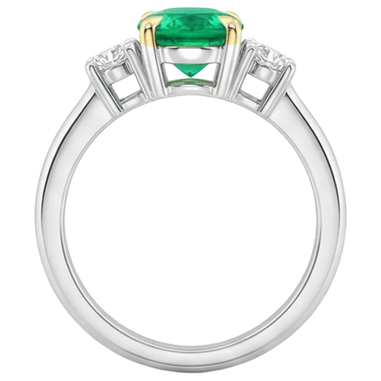 Fait à la main Émeraude Colombienne Bague avec Gemme 2 carats – vue arrière