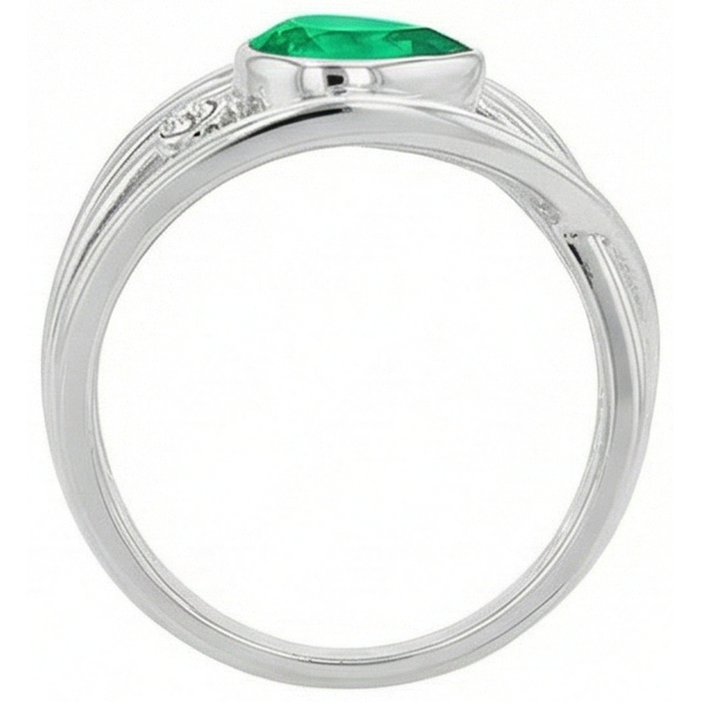 Bague Pierre de Couleur Or 14K Blanc avec Émeraude Colombienne – vue de dessus
