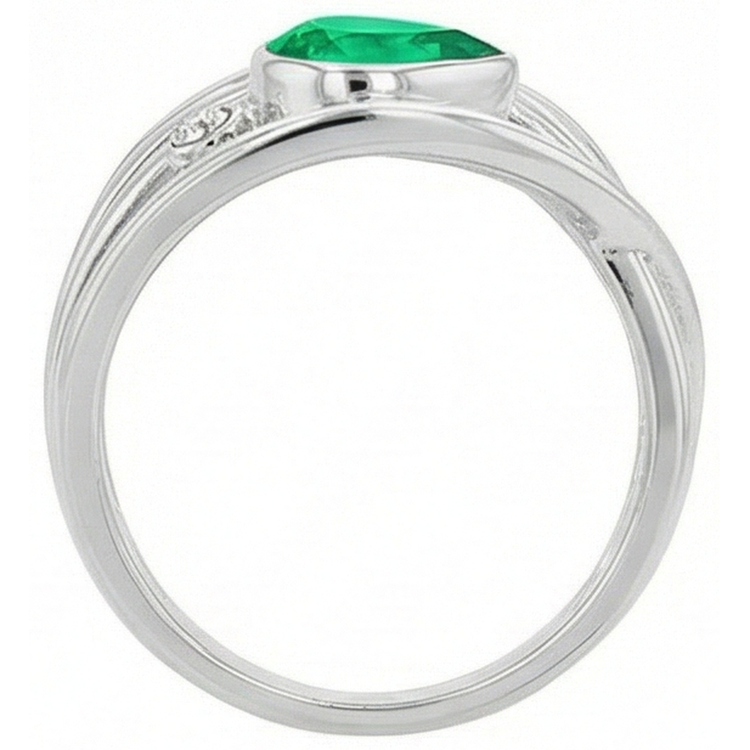 Bague Pierre de Couleur Or 14K Blanc avec Émeraude Colombienne – vue de dessus