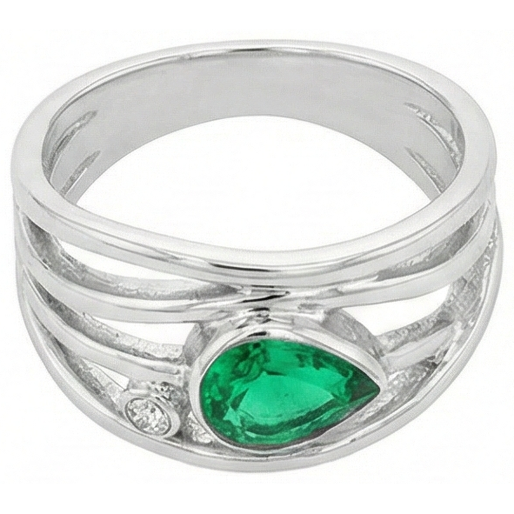 Émeraude Colombienne Bague Pierre de Couleur – vue d'angle