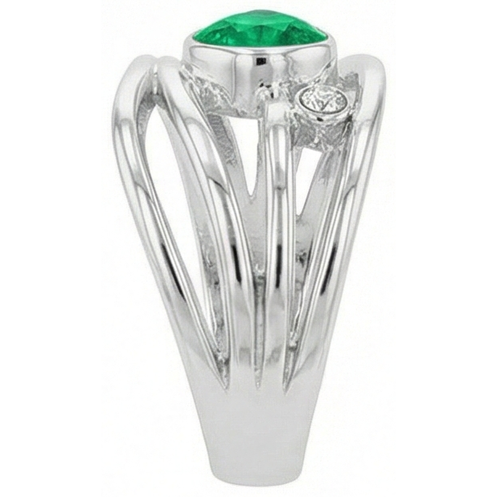 Émeraude Colombienne Bague Pierre de Couleur 1-carats Or 14K Blanc – vue de profil