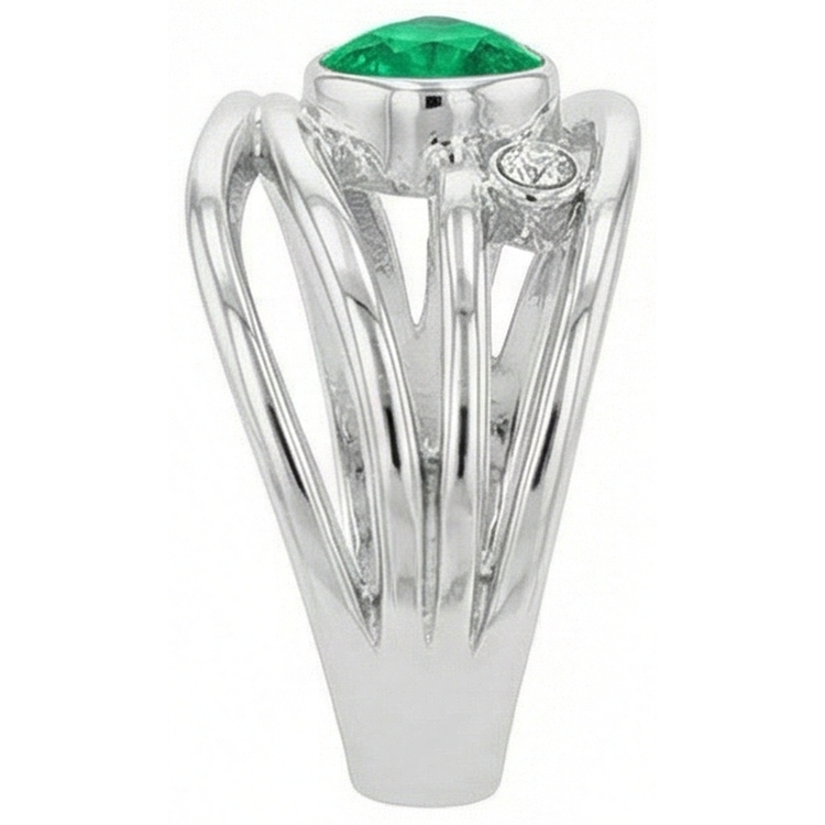 Émeraude Colombienne Bague Pierre de Couleur 1-carats Or 14K Blanc – vue de profil