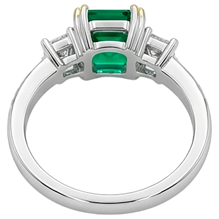 Émeraude Colombienne Bague avec Gemme 2-carats Or Deux Tons 14 Carats – vue arrière