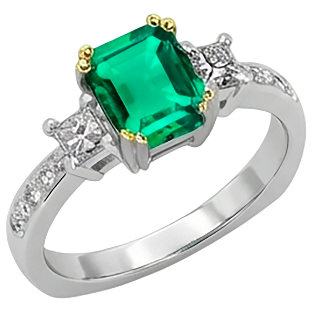 Émeraude Colombienne Bague avec Gemme – vue de côté