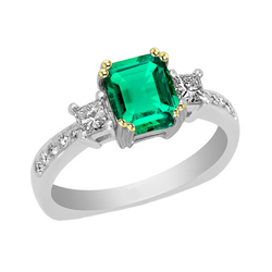 Émeraude Colombienne Bague avec Gemme – Effilé 2 carats Or Deux