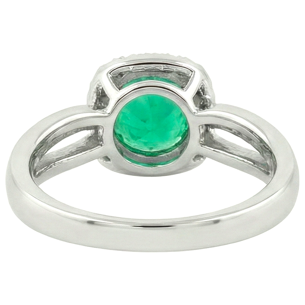 Émeraude Bague avec Gemme 2 carats Or 14K Bicolore – vue arrière