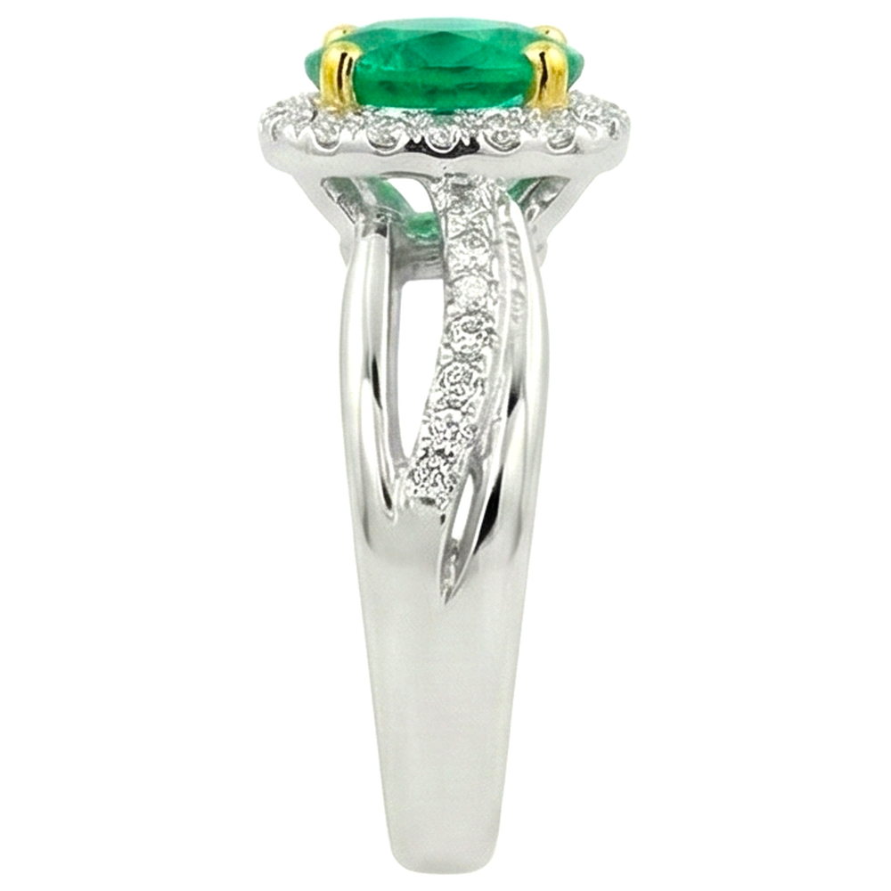 Émeraude Bague avec Gemme 2 carats Or 14K Bicolore – vue de dessus