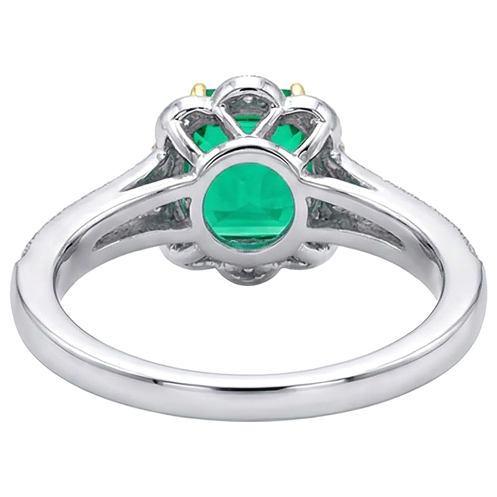 Émeraude Fine Bague avec Gemme 3,50-carats Or Deux Tons 14 Carats – vue de dessus