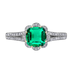 Émeraude Fine Vintage Bague avec Gemme 3,50 carats en Or Deux
