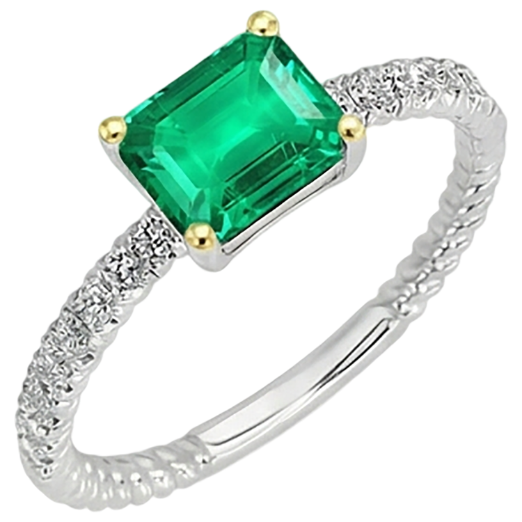 Haut de gamme Émeraude Colombienne Bague Pierre de Couleur 2 carats – vue d'angle