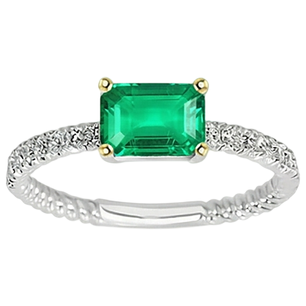 Haut de gamme Émeraude Colombienne Bague Pierre de Couleur 2 carats – vue de face