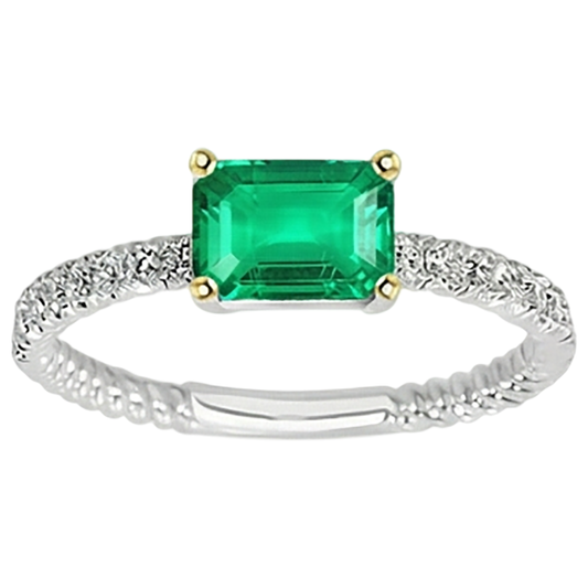 Haut de gamme Émeraude Colombienne Bague Pierre de Couleur 2 carats – vue de face