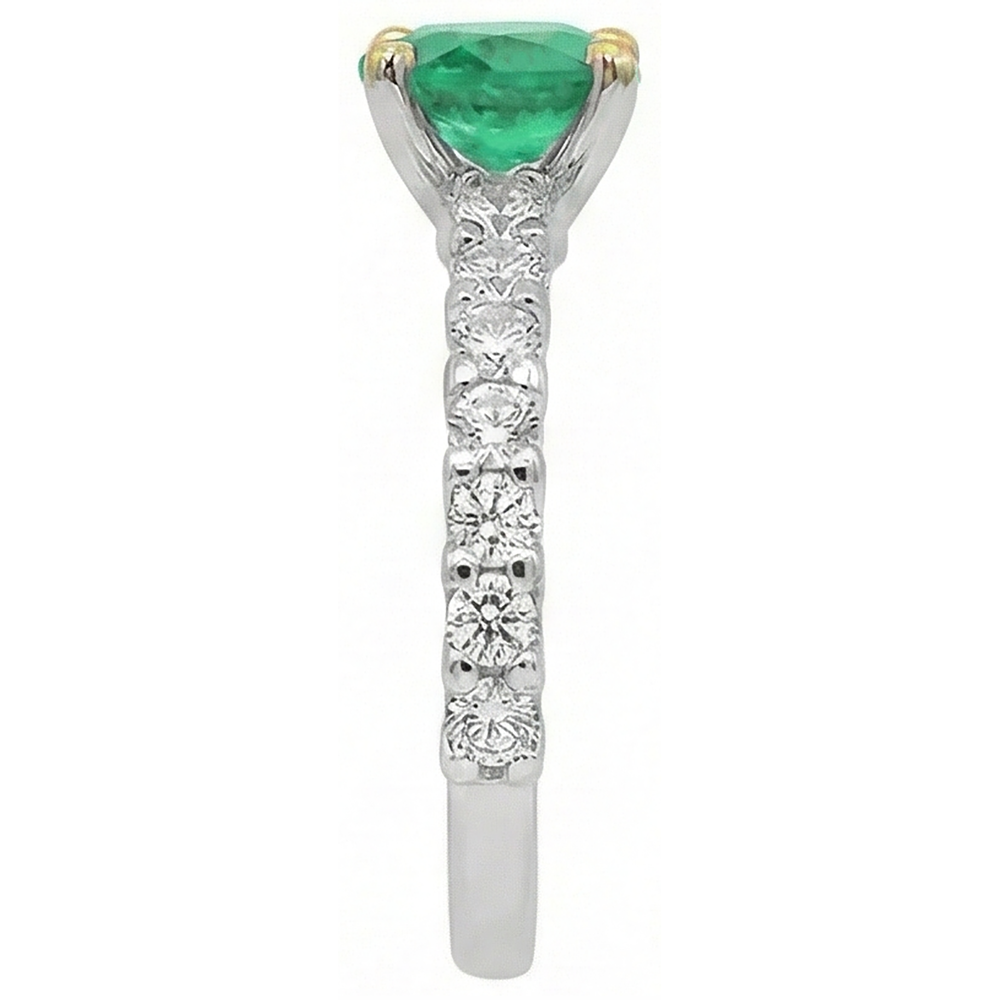 Bague Pierre de Couleur Or Deux Tons 14 Carats avec Émeraude Colombienne – vue de profil