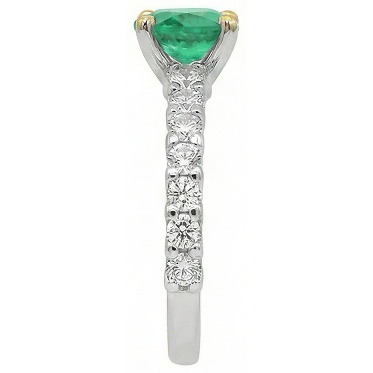 Bague Pierre de Couleur Or Deux Tons 14 Carats avec Émeraude Colombienne – vue de profil