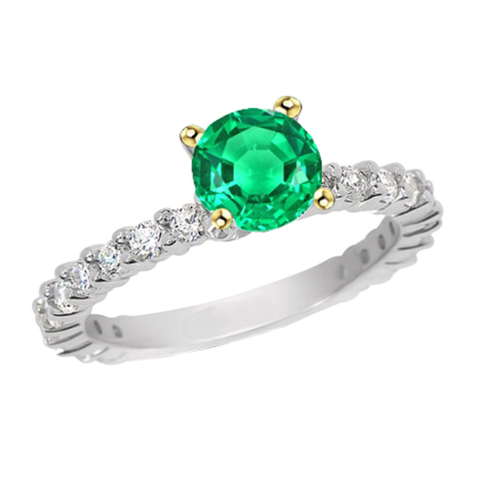 Émeraude Colombienne Bague Pierre de Couleur 2,50 carats Or Deux Tons 14 Carats – vue principale