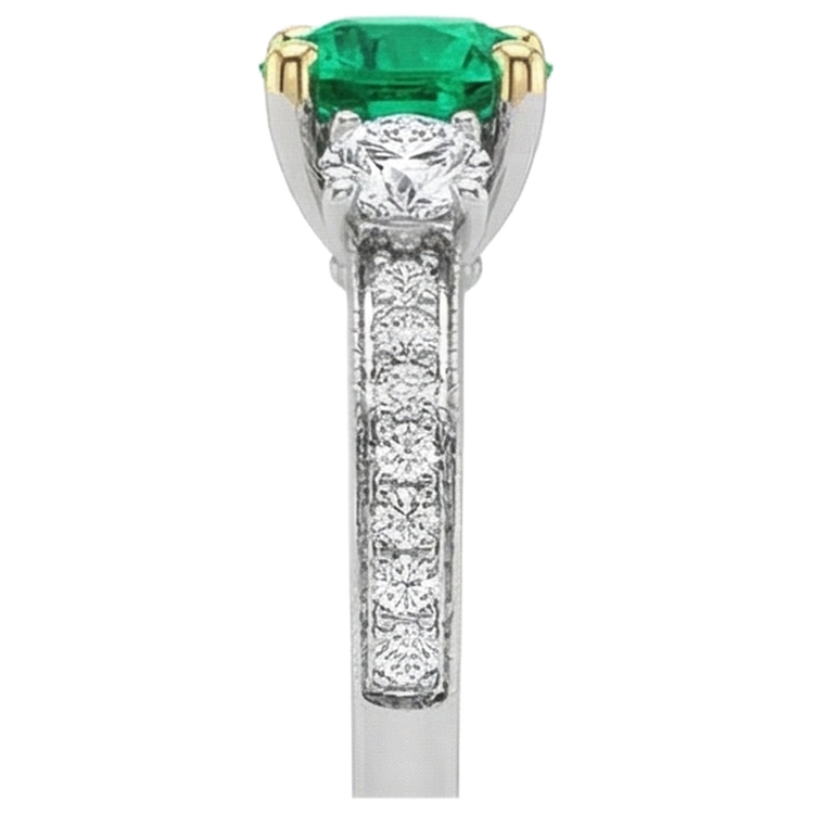 Émeraude Bague avec Gemme 2 carats Or Bicolore 14 Carats – vue de dessus
