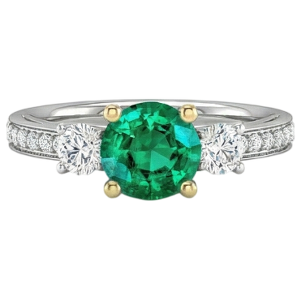 Émeraude Bague avec Gemme – vue de face