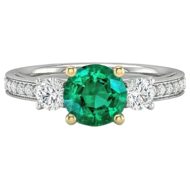 Émeraude Bague avec Gemme – vue de face