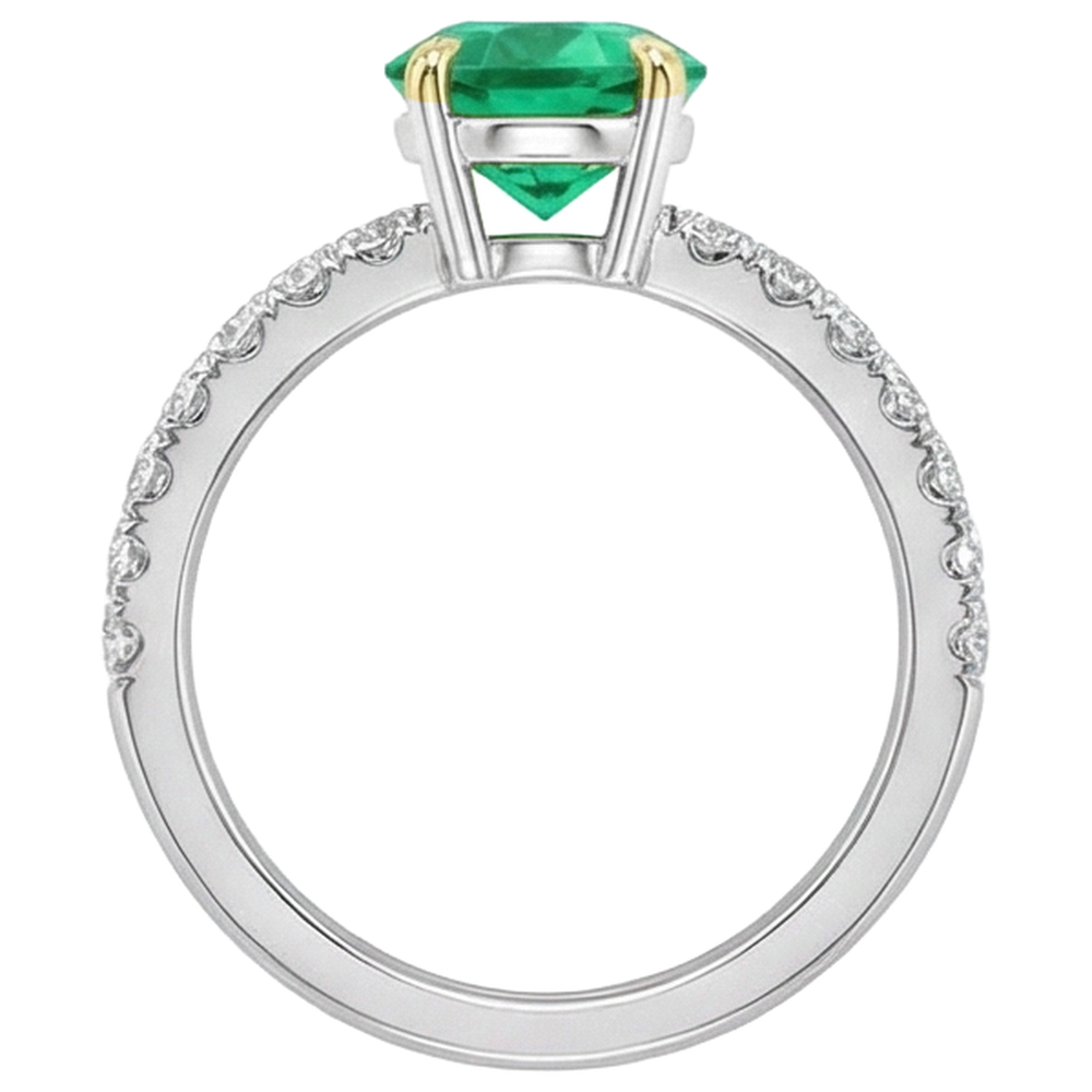 Luxueux Émeraude Colombienne Bague avec Gemme 2,50 carats – vue de dessus