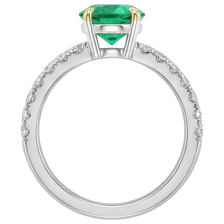 Luxueux Émeraude Colombienne Bague avec Gemme 2,50 carats – vue de dessus