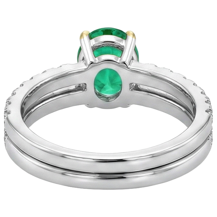 Émeraude Colombienne Bague avec Gemme 2,50 carats Or Deux Tons 14 Carats – vue arrière