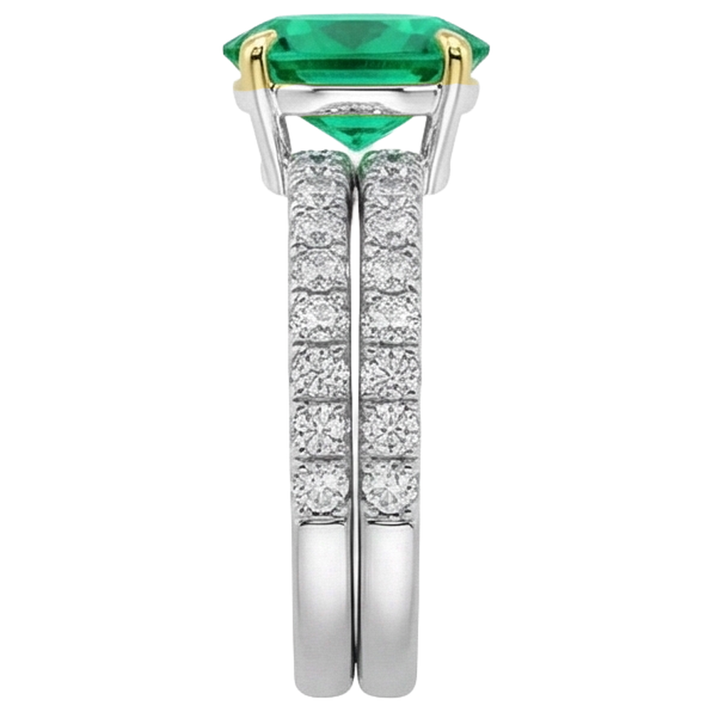 Luxueux Émeraude Colombienne Bague avec Gemme 2,50 carats – vue de profil