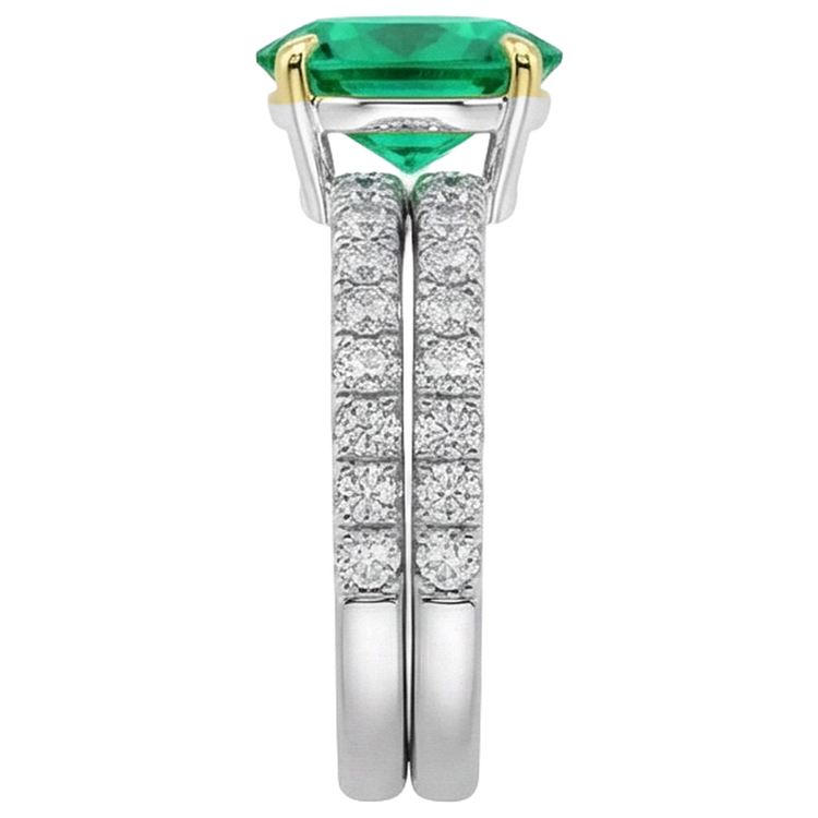 Luxueux Émeraude Colombienne Bague avec Gemme 2,50 carats – vue de profil