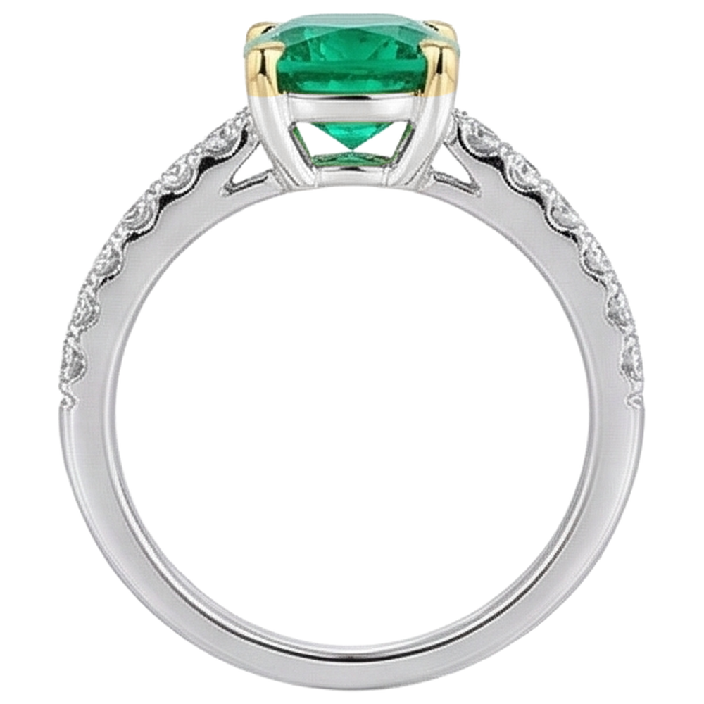 Élégant Émeraude Fine Bague Pierre Précieuse 3 carats – vue de dessus